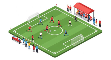 Soccer Field with Players and Spectators. © huda