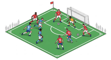 Soccer Players on Green Field.