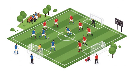 Soccer Players on Green Field.