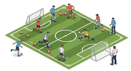 Soccer Players on Green Field.