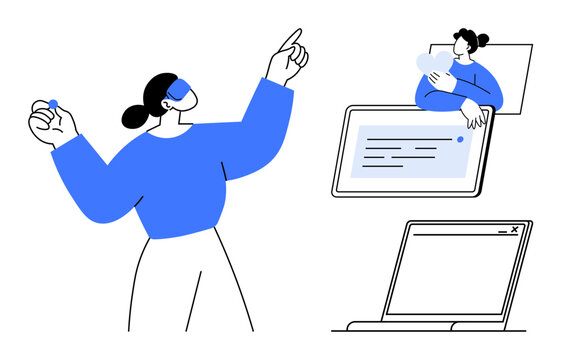 Digital communication concept. Digital interaction for remote work, online collaboration, and workflow optimization. Digital tools enabling effective communication in professional environments