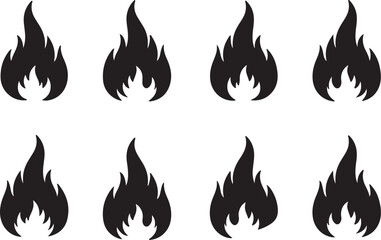 Naklejka premium Eight identical black flame icons arranged in two rows on white background