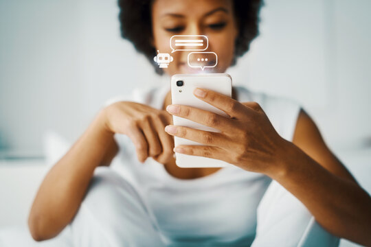 Woman texting with her smartphone
