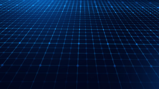 Grid for Virtual Technology Futuristic User Interface HUD. Dark Blueprint Grid. Sci-Fi Squares Mosaic Digital Tech VR Backdrop. Vector Background.
