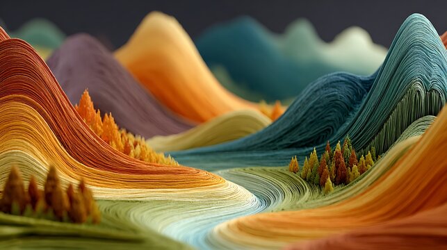 Colorful paper cut style curves creating depth, ideal for posters, packaging and modern illustration images