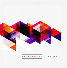 Fototapeta premium Abstract geometric shapes overlap creating vibrant colorful pattern. Modern design element for backgrounds, presentations.