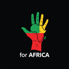 Obraz premium Colorful Hand Illustration with Africa Map Outline, Symbolizing Unity and Support