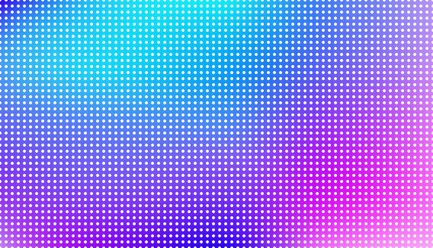 Futuristic LED pixel display with blue and violet light grid, digital screen texture for video walls, tech interfaces and advertising graphics