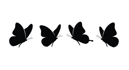Four butterflies in flight a striking black graphic silhouette © Jesmin
