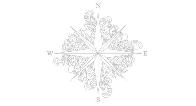 Detailed illustration of a compass rose.