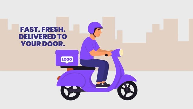 Delivery Service Scooter Food Meal Order App Motor Intro Opener