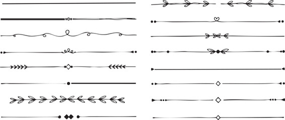 Hand drawn flourish dividers and separators whimsical doodle elements natural organic shapes for creative design hand drawn flourish dividers
