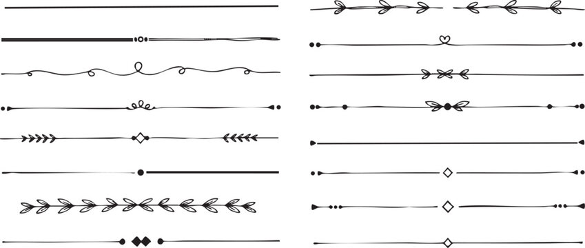 Hand drawn flourish dividers and separators whimsical doodle elements natural organic shapes for creative design hand drawn flourish dividers