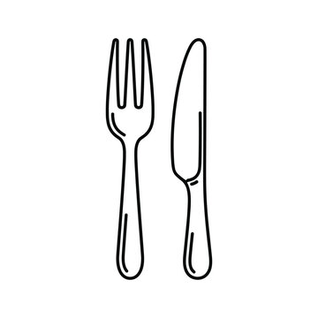 Simple Line Art Fork and Knife Icon