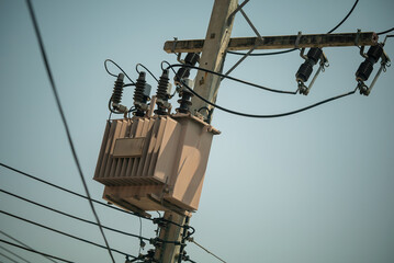Power Transformer on Utility Pole