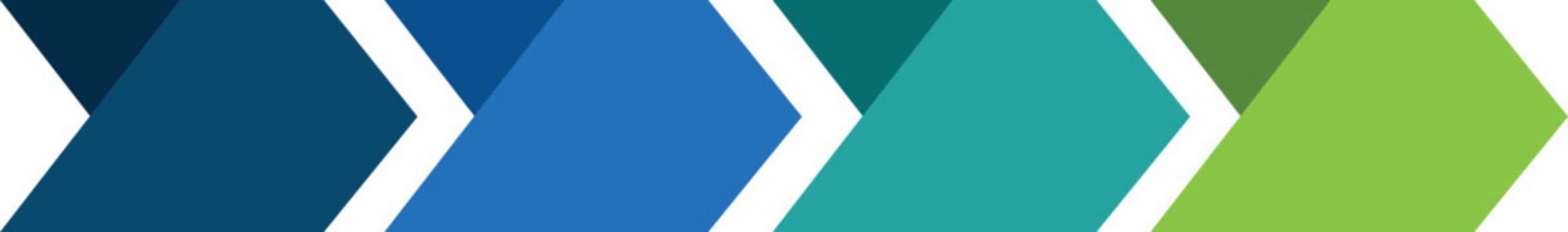 five chevron arrow sequence horizontal flow blue teal green gradient process steps infographic flat vector design isolated background.