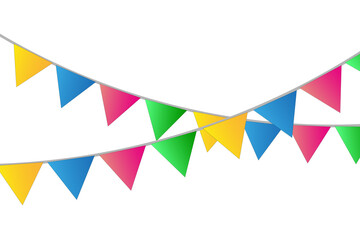 Obraz premium Colourful Birthday Party Pennant Flags Garland Decoration Isolated on White Background