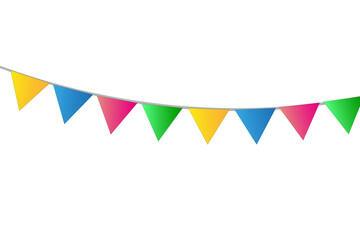 Fototapeta premium Colourful Birthday Party Pennant Banner Isolated on White Background