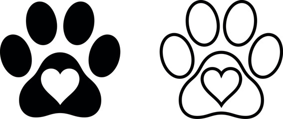 Fototapeta premium Heartwarming animal paw prints with hearts