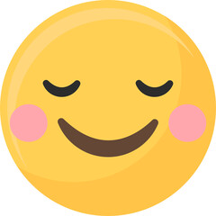 Obraz premium Happy Smiling Emoji with Pink Blushed Cheeks Vector Illustration