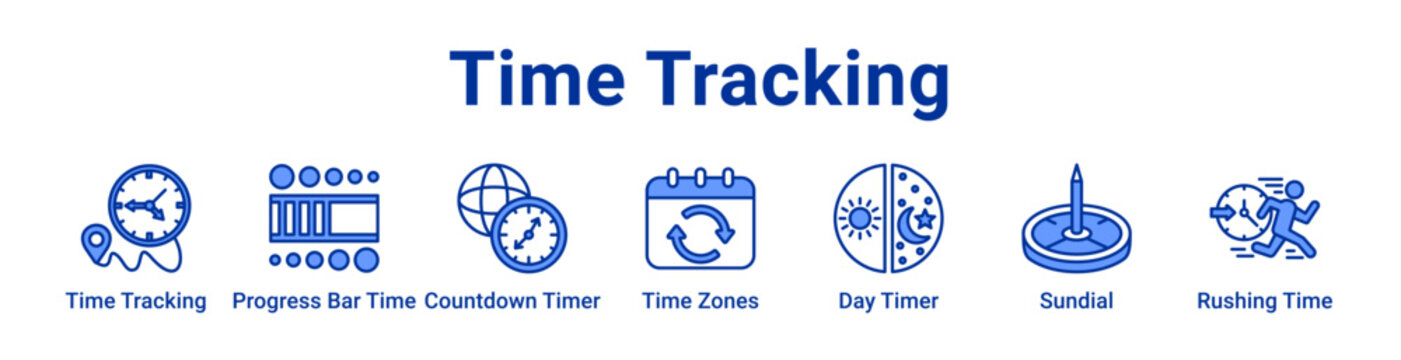 Time Tracking Icon Banner and Collection