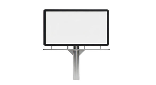 A large billboard sign mounted on a metal frame pole