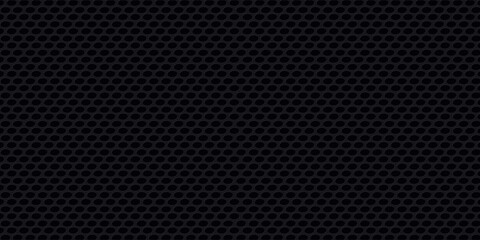 Grill mesh pattern with metal texture for speaker and micro hole background or seamless net by black grid and circle grate steel screen. © Qiana
