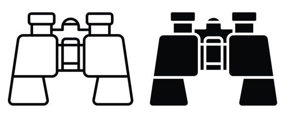 Outline and Solid Binocular Icons for Adventure and Exploration Themes © Seetwo