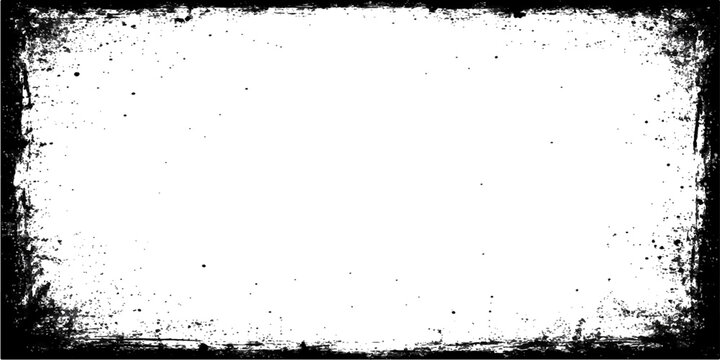 Grunge black ink frame with splatter effect