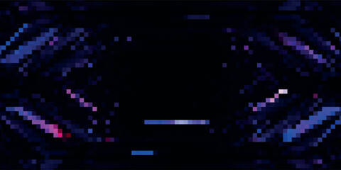 Fototapeta premium Purple Yellow looped abstract psychedelic digital cyberspace code. Concept glitch background 3D Illustration as crypto currency, NFT, video gaming overlay with cryptography hex code for live stream.