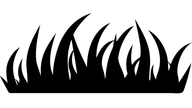 wild grass field black silhouette icon, meadow grass vector, transparent background