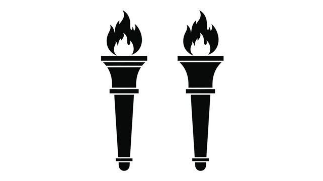 lamp icone as simple black shapes silhouette