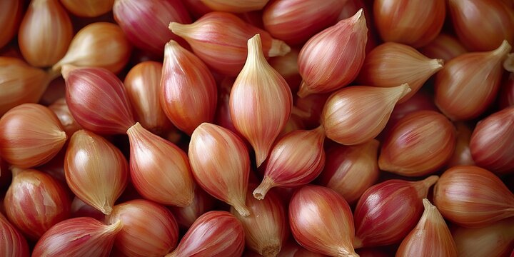 Close-Up of Vibrant Crimson and Coppery Shallots with Crisp Surfaces in a Natural Onion Background