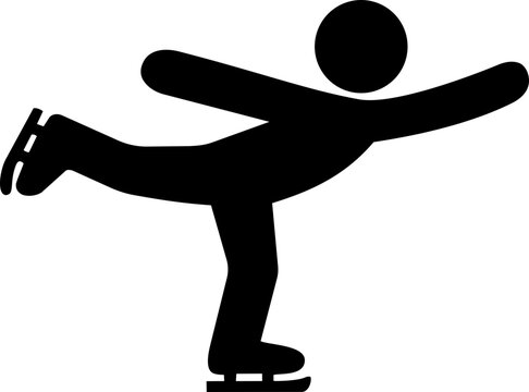 Figure skating pictogram showing person gliding on ice with extended leg posture