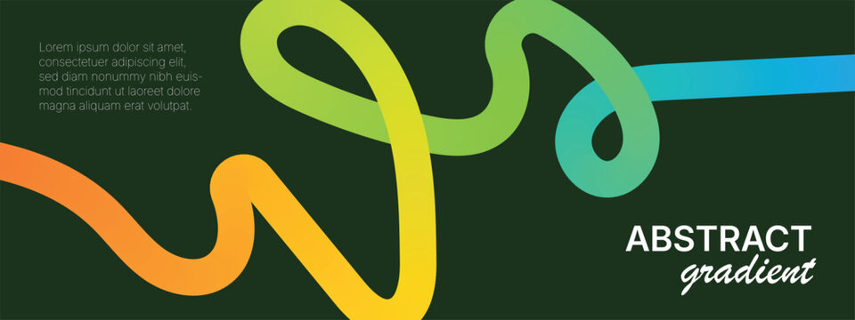  Vector Gradient Line Pattern Design. 3D Modern Backgrounds with Rainbow Colored Ribbon Waves.