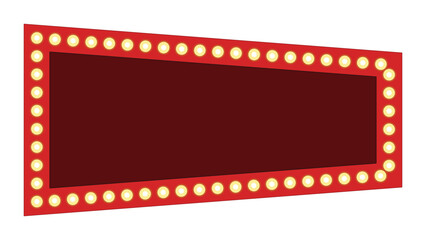 Tapered angled retro marquee signboard with glowing bulbs vector