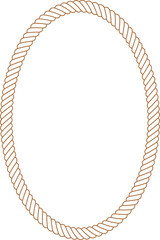 Brown vertical oval rope border frame line art vector illustration