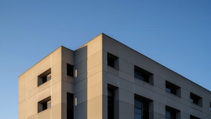 Modern Building Corner Against Blue Sky