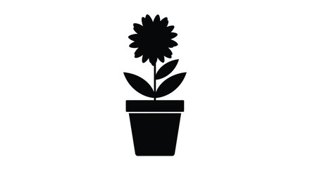Black flower in a pot a striking plant design silhouette © FARABI