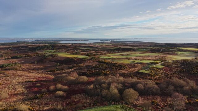 Aerial View of Jurassic Coast Spring Vegetation and Coastline near Studland, Dorset, England