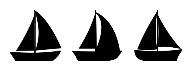 Black sailboat silhouette vector illustration for nautical theme and sailing adventure design element © PURE VECTOR WORK