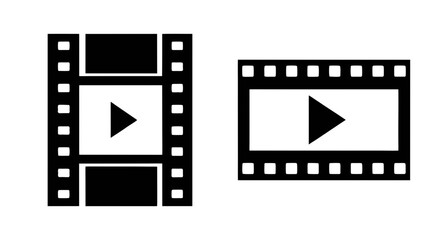Fototapeta premium Film strip video play icon vector illustration for movie production and cinema concept design