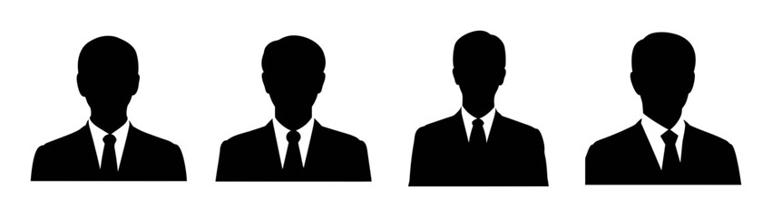 Black silhouette people in suits vector illustration for business and corporate designs and presentations