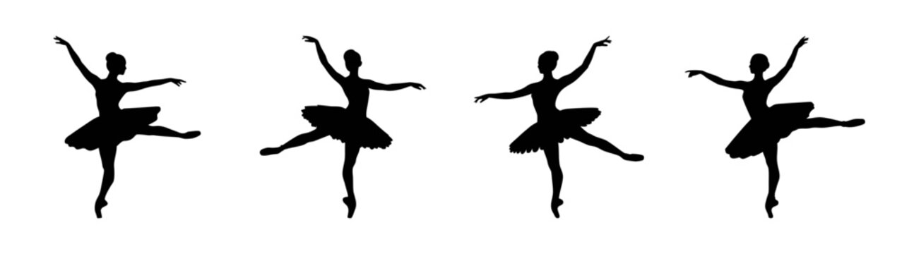 Silhouette ballet dancers vector art design for dance studio logo and wall art decoration ideas