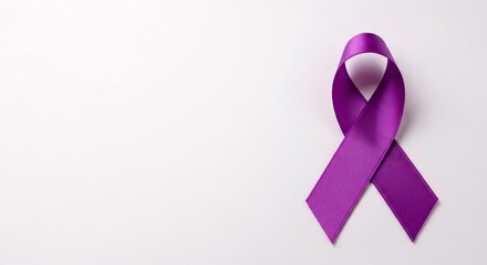 Purple awareness ribbon symbolizing various causes like domestic violence, lupus, and pancreatic cancer, white background