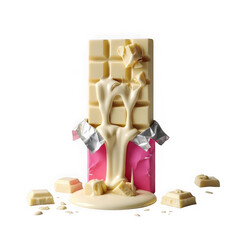 Chocolate bar with colorful sprinkles and nuts wrapped in festive paper