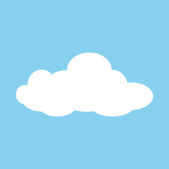 Fototapeta premium Silhouette of a flat cloud on a blue background. Design elements for weather forecasting, web interface, or cloud applications for data storage. Vector EPS 10.
