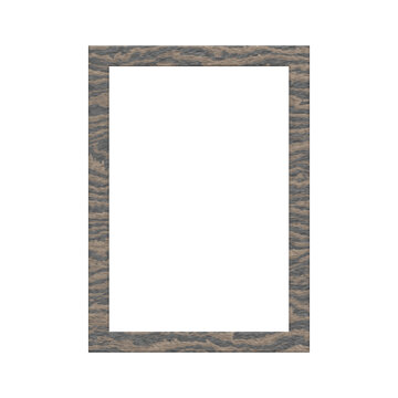 Dark grey wood frame isolated. Blank textured border mockup.