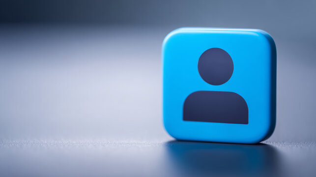 User profile icon on a square button symbolizing account identity, digital presence, and modern user interface design.
