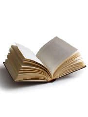 Open Book with Blank Pages Isolated on White Background, Representing Knowledge, Education, Reading, Storytelling, and Creative Learning